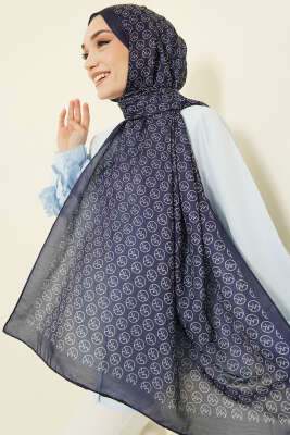 MK Desen Soft Şal Lacivert - MODA KAŞMİR