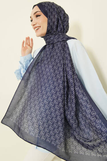 MK Desen Soft Şal Lacivert - Başörtüsü