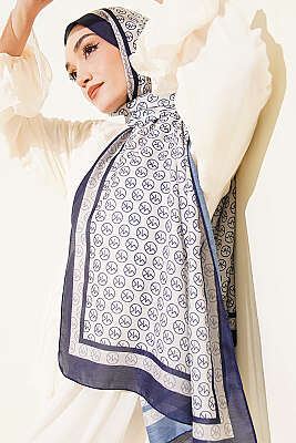 MK Desen Soft Şal Lacivert Taş 