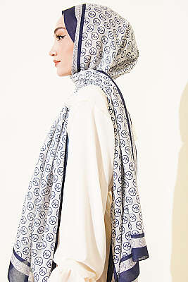 MK Desen Soft Şal Lacivert Taş - Başörtüsü