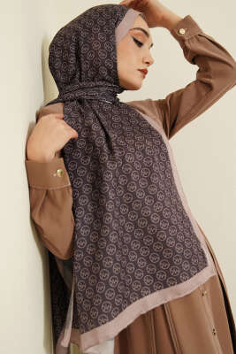 MK Desen Soft Şal Mor Bej - MODA KAŞMİR