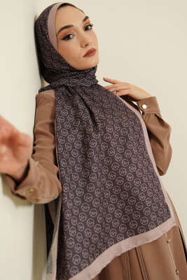 MK Desen Soft Şal Mor Bej - Başörtüsü