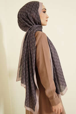 MK Desen Soft Şal Mor Bej - Başörtüsü