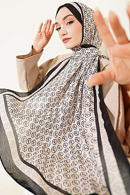 MK Desen Soft Şal Siyah Bej 