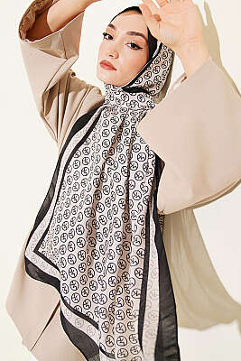MK Desen Soft Şal Siyah Bej - Başörtüsü