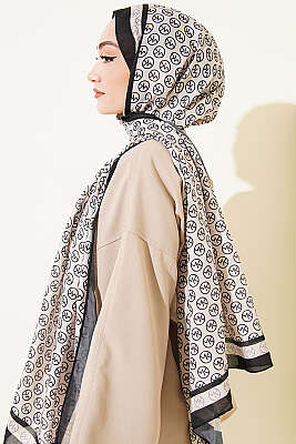 MK Desen Soft Şal Siyah Bej - Başörtüsü