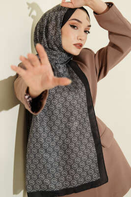 MK Desen Soft Şal Siyah Füme 