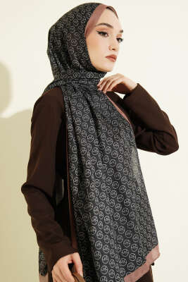 MK Desen Soft Şal Siyah Kahve 