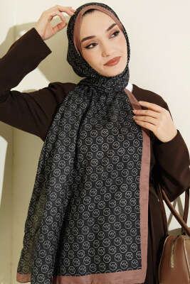 MK Desen Soft Şal Siyah Kahve - Başörtüsü