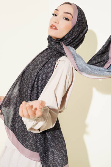 MK Desen Soft Şal Siyah Vizon - Başörtüsü