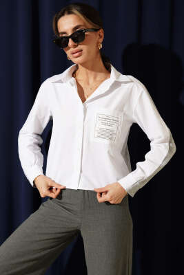 Modal Garnili Cepli Crop Gömlek Gri - Kadın Giyim Modelleri