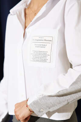 Modal Garnili Cepli Crop Gömlek Gri - Kadın Giyim Modelleri