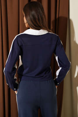 Modal Garnili Cepli Crop Gömlek Lacivert - Kadın Giyim Modelleri