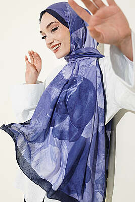 Modern Floral Desen Bambu Kraş Şal Mor 