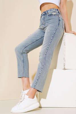 Mom Dar Paça Kesik Pantolon Kar Orta