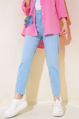 Mom Friend Düz Jean Pantolon Buz Mavisi - 300-500 TL Ürünler