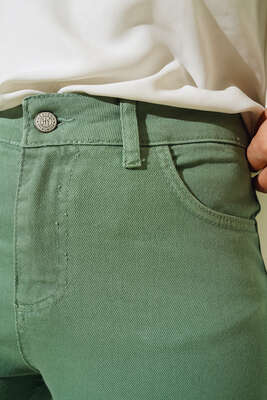 Mom Jean Pantolon Mint Yeşili - Kot Pantolon