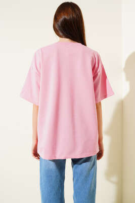 Mom Nakışlı T-shirt Pembe - Kadın Giyim Modelleri