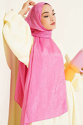 Monogram Desenli Kraş Şal Pembe - MODA KAŞMİR
