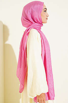 Monogram Desenli Kraş Şal Pembe - Başörtüsü