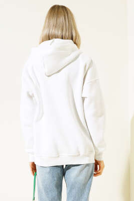 More Baskılı Şardonlu Sweatshirt Ekru - Kadın Giyim Modelleri