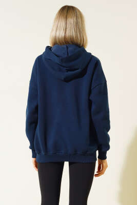 More Baskılı Şardonlu Sweatshirt Lacivert - Kadın Giyim Modelleri