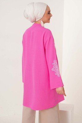 Motif Nakışlı Pembe Tunik - Tunik