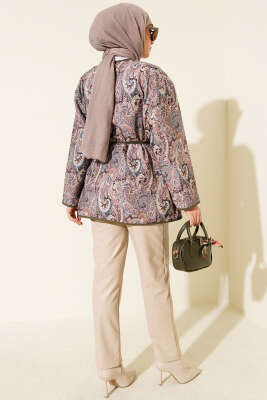 Motifli Çıtçıt Düğmeli Ceket Haki - Ceket