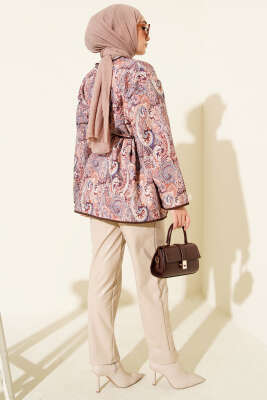 Motifli Çıtçıt Düğmeli Ceket Kahve - Ceket