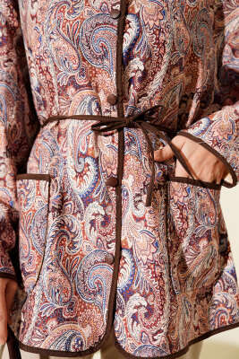 Motifli Çıtçıt Düğmeli Ceket Kahve - Ceket