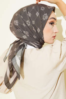 Motifli Modal Eşarp Acı Kahve - VERTU (NYD TEKSTİL)