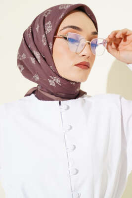 Motifli Modal Eşarp Kahve - Yılın Fırsatı