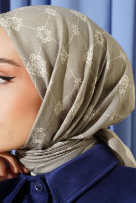 Motifli Modal Eşarp Taş - Başörtüsü