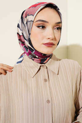 Motifli Rayon Eşarp Kırmızı - Başörtüsü