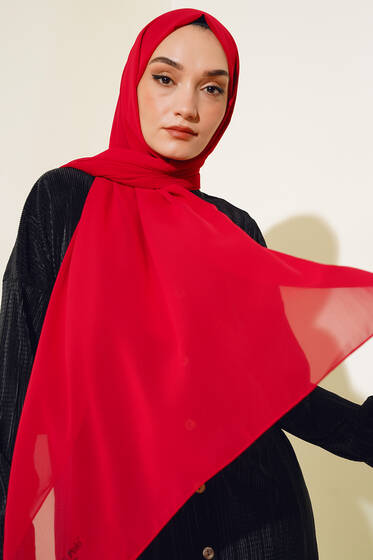 Multi Şifon Şal Zaraf Serisi Kırmızı - Başörtüsü