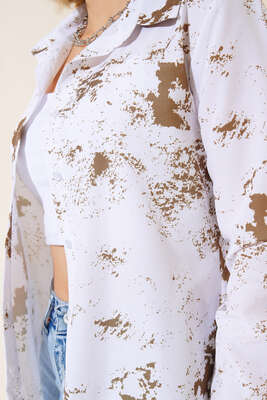 Mürekkep Desen Gömlek Yağ Yeşili - Kadın Giyim Modelleri