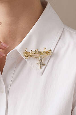 Müzik Temalı Broş Gold - YILMAZ BİJUTERİ 