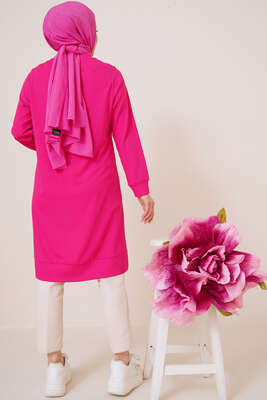 Zincir Püsküllü Uzun Tunik Fusya - Tunik