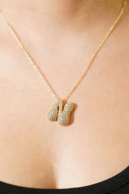 N Harfli Taşlı Kolye - KONYALI BİJUTERİ