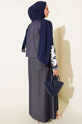 Nakış Detaylı Ceketli Jile İkili Takım Lacivert - İkili Takım