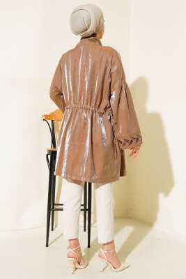 Nakış İşlemeli Parlak Kimono Kahve - 500-700 TL Ürünler