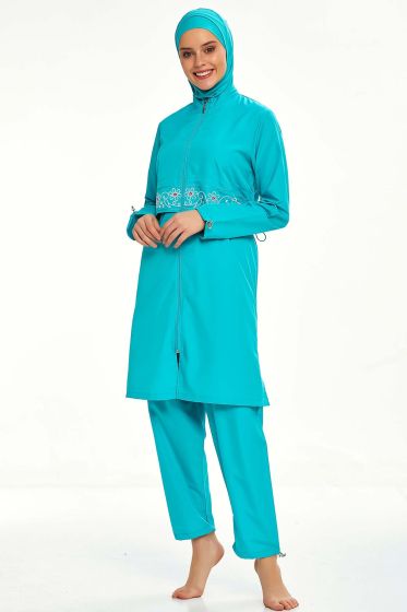 Nakış İşlemeli Tesettür Mayo Mint - Tesettür Mayo