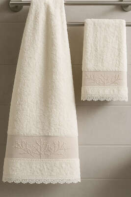 Nakışlı Dantelli 2'li Banyo ve El Havlu Seti Asorti 2 - MAHİR HAVLU