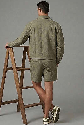 Nakışlı File Astarlı Erkek Ceket Haki - Erkek Ceket