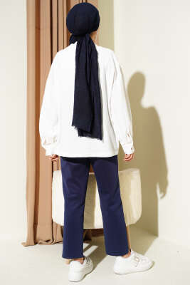 Nakışlı Önü Bağlamalı Hırka Ekru - Hırka