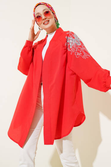 Nakışlı Pullu Kimono Alizarin - Yılın Fırsatı 