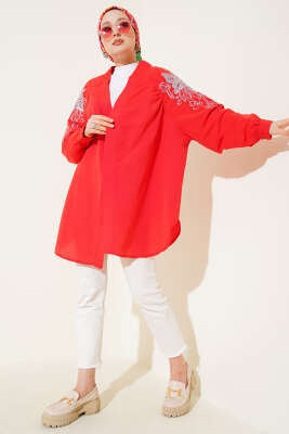 Nakışlı Pullu Kimono Alizarin - Yılın Fırsatı 