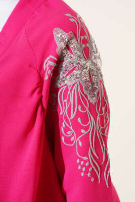 Nakışlı Pullu Kimono Fuşya - Yılın Fırsatı 