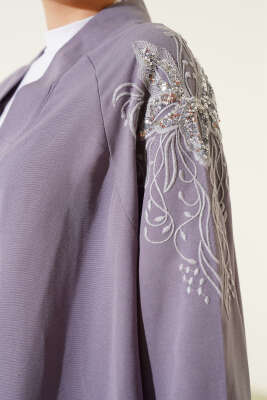 Nakışlı Pullu Kimono Gri - Dış Giyim&Mont