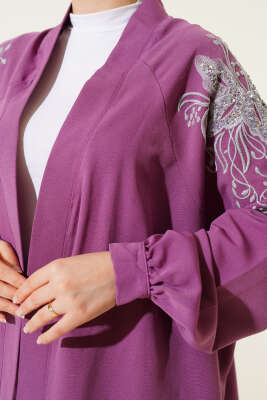 Nakışlı Pullu Kimono Lila - Dış Giyim&Mont